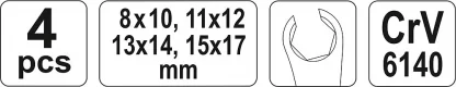 Ключи разрезные 8-17мм (набор 4шт) Yato YT-0143-3