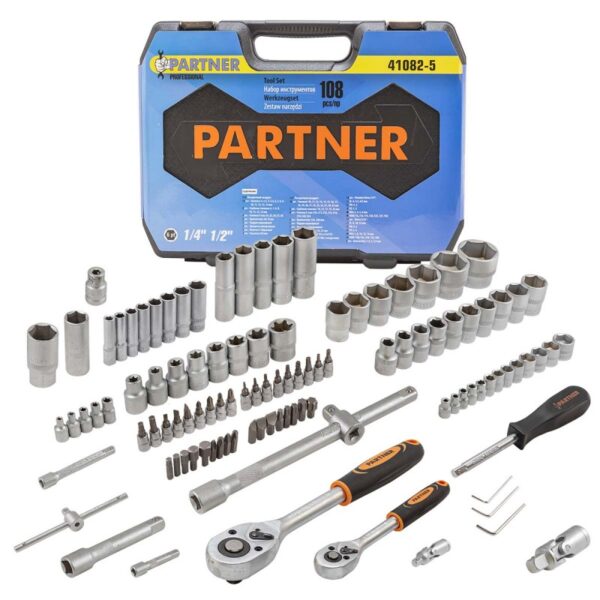 Набор инструмента 108пр. 1/4 1/2 6-гран 4-32мм Partner PA-41082-5 — изображение 3