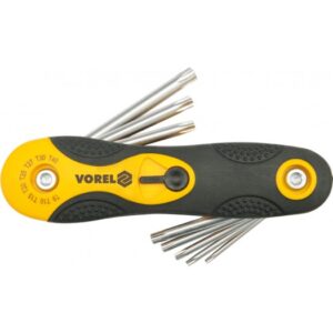 Ключи складные TORX с отверстием T9-T40 (набор 8шт.) Vorel 56507