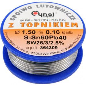 Припой для пайки Sn60Pb40 1,5мм 100г Cynel 76814