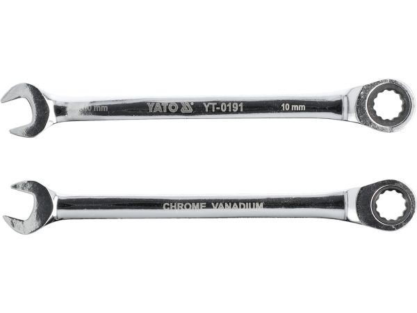 Ключ рожково-накидной с трещоткой 10мм CrV Yato YT-0191