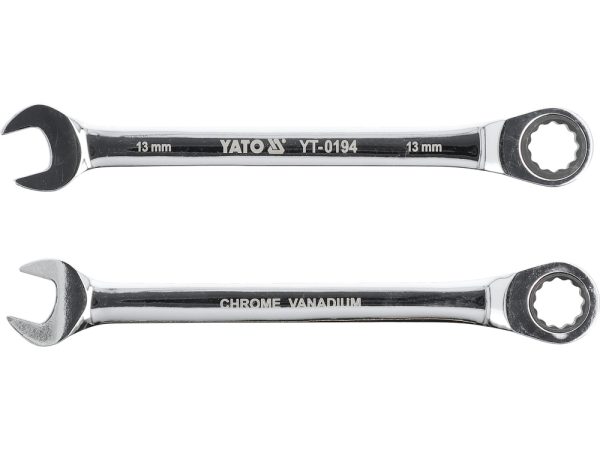 Ключ рожково-накидной с трещоткой 13мм CrV Yato YT-0194