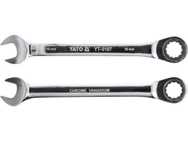 Ключ рожково-накидной с трещоткой 16мм CrV Yato YT-0197