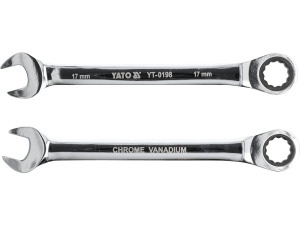 Ключ рожково-накидной с трещоткой 17мм CrV Yato YT-0198
