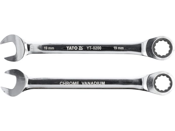 Ключ рожково-накидной с трещоткой 19мм CrV Yato YT-0200