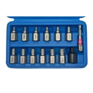 Экстракторы для шпилек 1/8"-15/32" + адаптер, набор 14пр., 42CrMo HD-05892