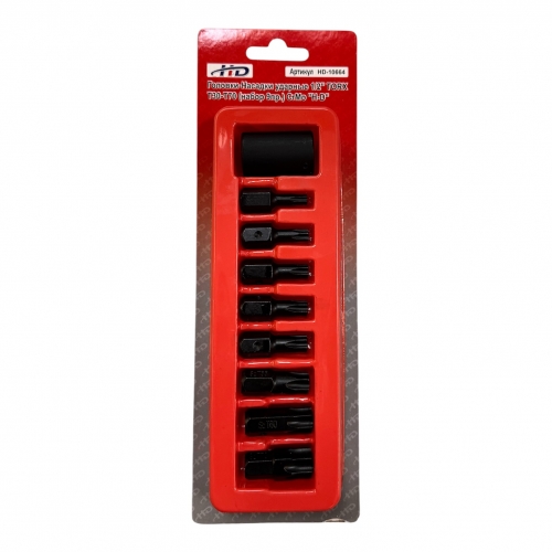 Головки-Насадки ударные 1/2" TORX Т30-T70, CrMo, S2 (набор 9пр.) HD-10664