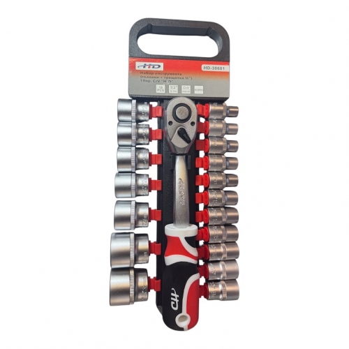 Набор инструментов (головки + трещотка 1/2") 19пр. CrV HD-38681