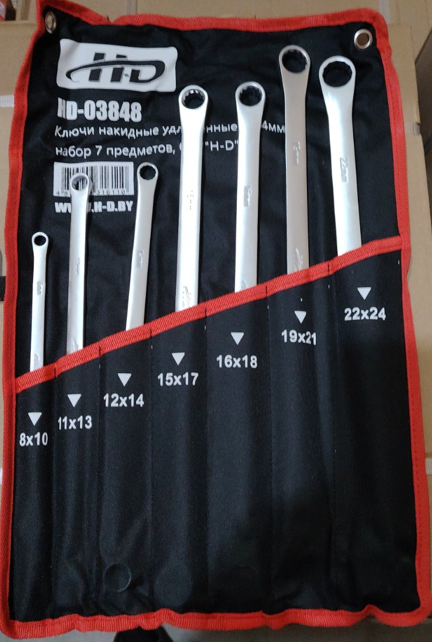 Ключи накидные 8-24мм EXTRA LONG (длинные), набор 7 предметов, CrV HD-03848 — изображение 3