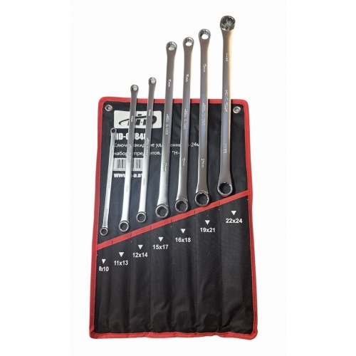 Ключи накидные 8-24мм EXTRA LONG (длинные), набор 7 предметов, CrV HD-03848