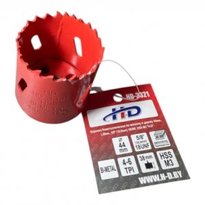 Коронка биметаллическая по металлу и дереву 44мм., L38мм., 5/8"-18UNF, HSS M3 HD-3321