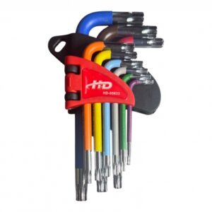 Ключи TORX с отверстием T10-T50 короткие разноцветные (набор 9шт.) CrV HD-05633
