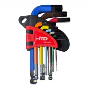 Ключи шестигранные с шариком 1,5-10мм короткие разноцветные (набор 9шт.) CrV HD-05632