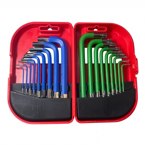 Ключи шестигранные с шариком 1.5-10мм и TORX с отверстием T10-T50 в кейсе, набор 18пр. CrV HD-05639