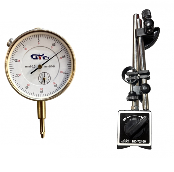 Индикатор часового типа с магнитной стойкой (0-10мм, погрешность-0,01мм), комплект HD-7245060