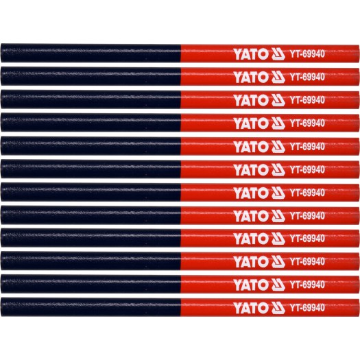 Карандаш столярный синий красный 12шт. Yato YT-69940