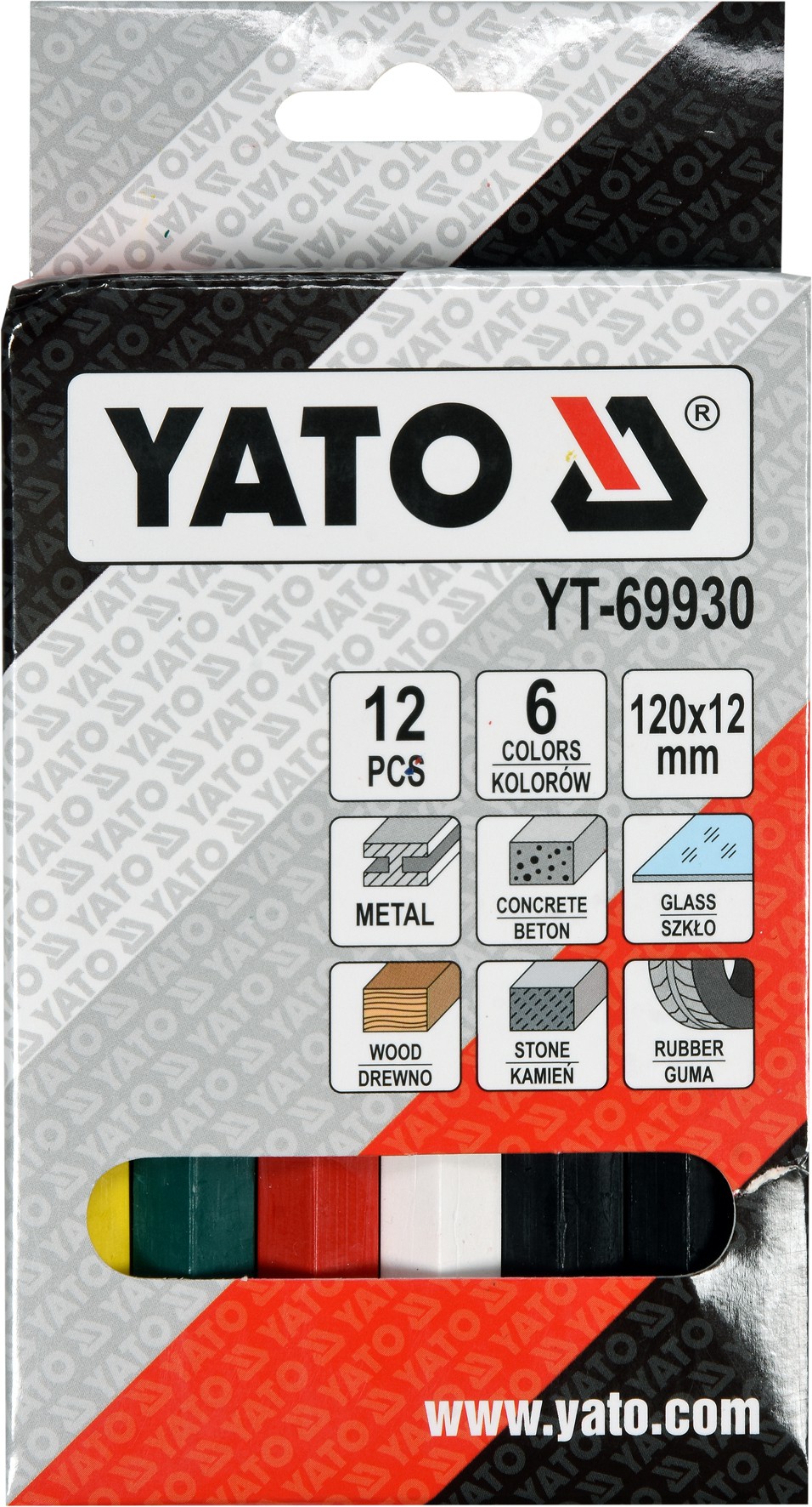 Мелки технические для разметки 12шт. (разноцветные) Yato YT-69930 — изображение 3