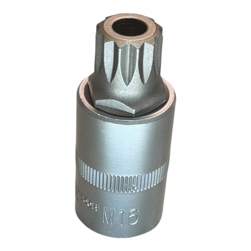 Головка 1/2" с насадкой SPLINE M16 с отверстием, длина 55 мм HD-12M1655H