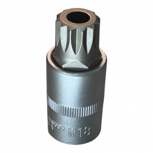 Головка 1/2" с насадкой SPLINE M18 с отверстием, длина 55 мм HD-12M1855H